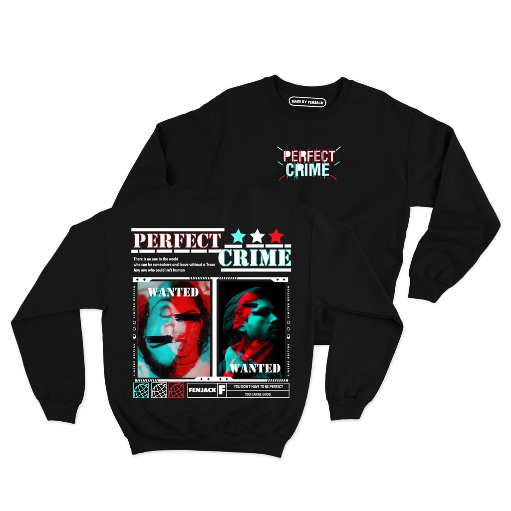 Sweaterpolos Basic Sweater PERFECT CRIME ( Sablon ) Unisex Pria &amp; Wanita