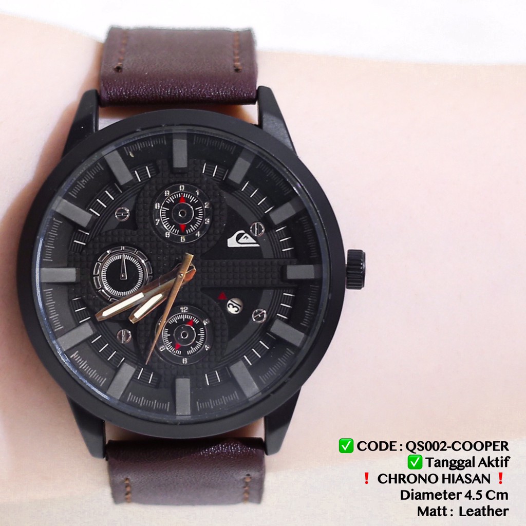 Jam tangan pria quiksilver tali kulit grosir ecer murah leather premium watch sale qs007