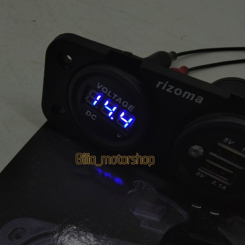 Voltmeter/charger Hp USB Rizoma LED Model tanam Universal Motor