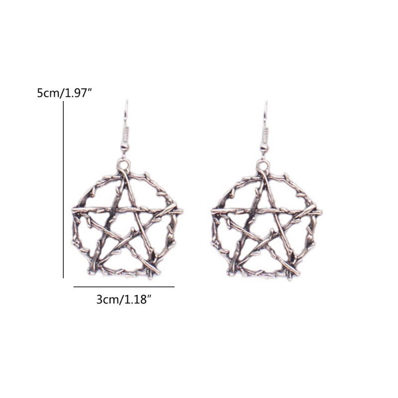 SIY  Trendy Big Round Pentagrams Drop Earrings for Women Silver Circle Dangle Earrings Pendientes Punk Party Jewelry Gifts