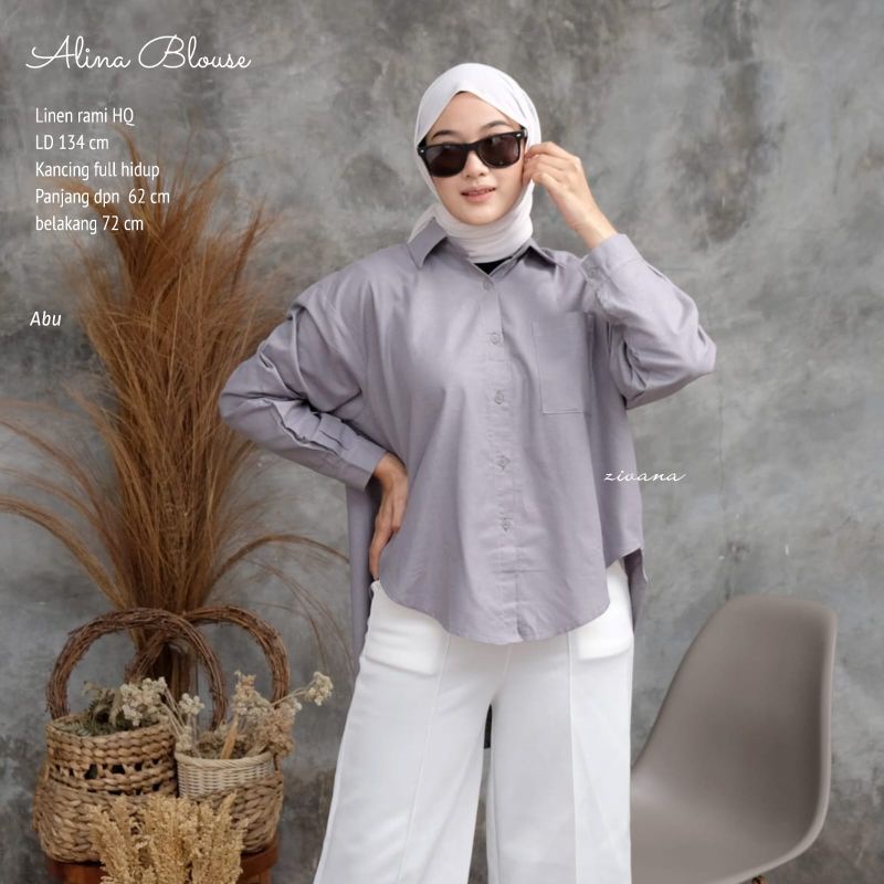 KEMEJA RAMI OVERSIZE LD±134cm -Alina Blouse //JF576