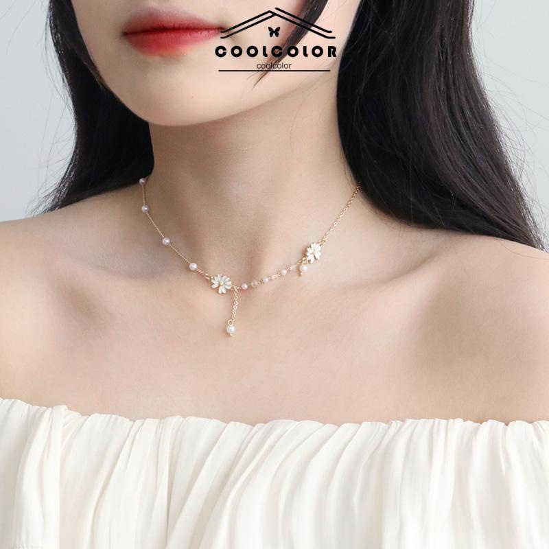 COD Personalized Anggrek Bunga Daisy Kalung Bunga Kupu-kupu Rantai Klavikula Serbaguna Feminin- cl