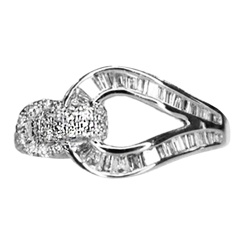 Fancyqube Cincin Emas 18k Desain Geometri Tapal Kuda Hias Kristal Zircon Berkilau Untuk Wanita