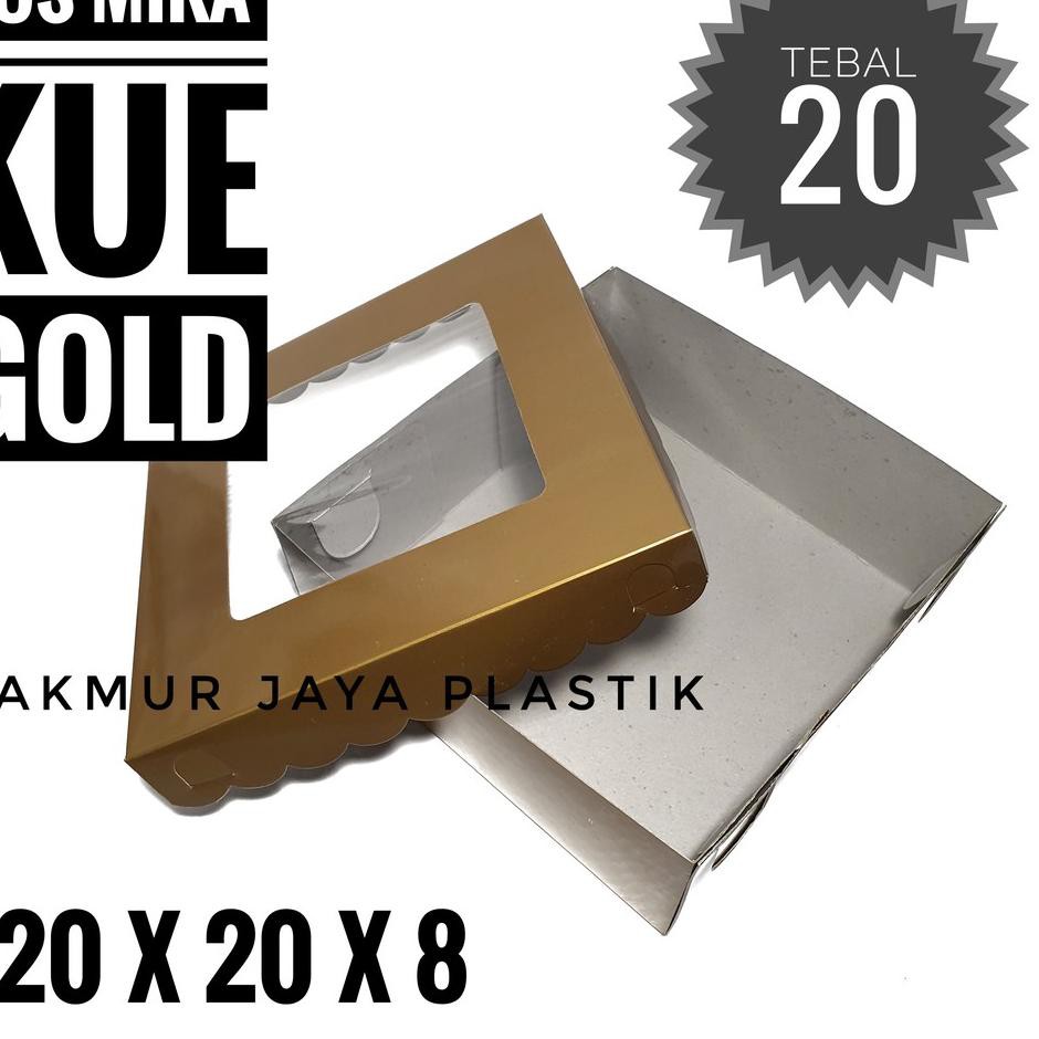 

[beforetitle3] ✪[ DUS KUE MIKA - EMAS 20 ISI 5 PC ] PAPER BOX DUS GOLD TUTUP MIKA 20 X 20 ✪