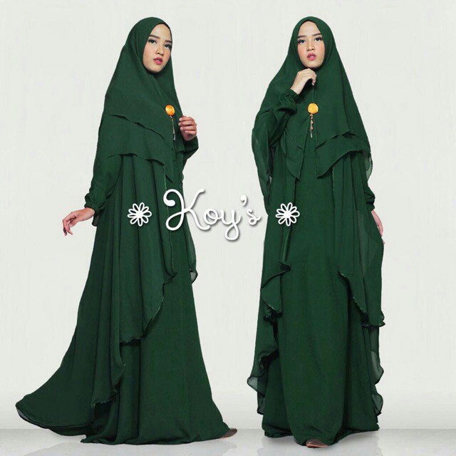 gamis syar'i gracella full ceruty warna biru muda ungu motif polos ukuran jumbo /xl murah kain jatuh