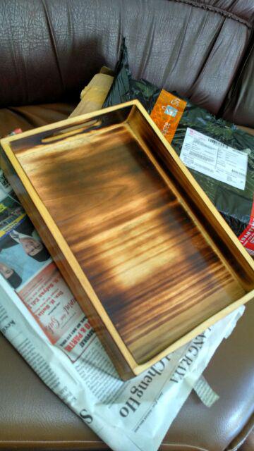 Baki / Nampan / Tray Kayu Motif Bakar Asli, Unik Dan Kuat, Cocok Untuk Kotak Hantaran Motif Bakar