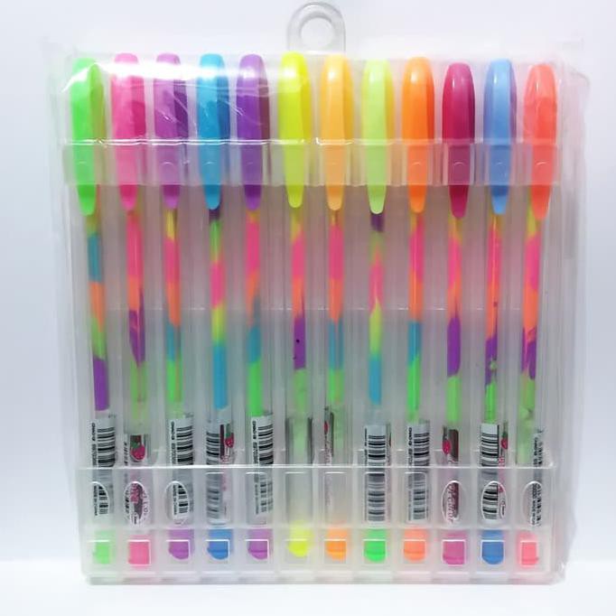 

Rainbow Pen - Pulpen Gel warna warni ( isi 12pcs )