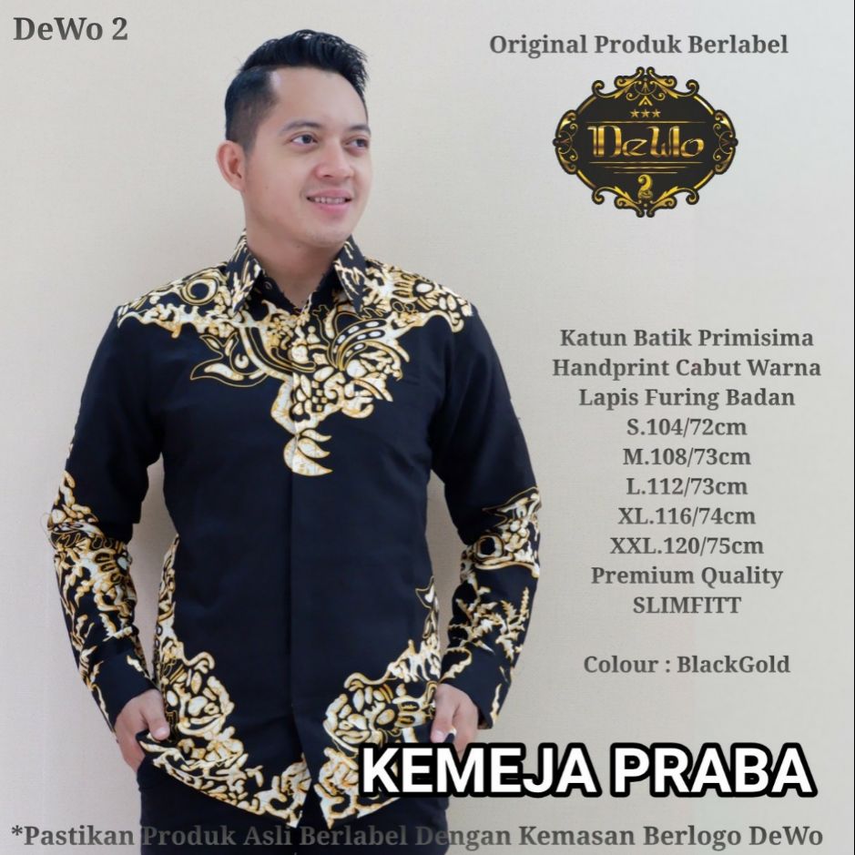 Kemeja Batik Slimfit Lengan Panjang Terbaru Batik Slimfit Lapis Furing PRABA Baju Batik Slimfit Pria