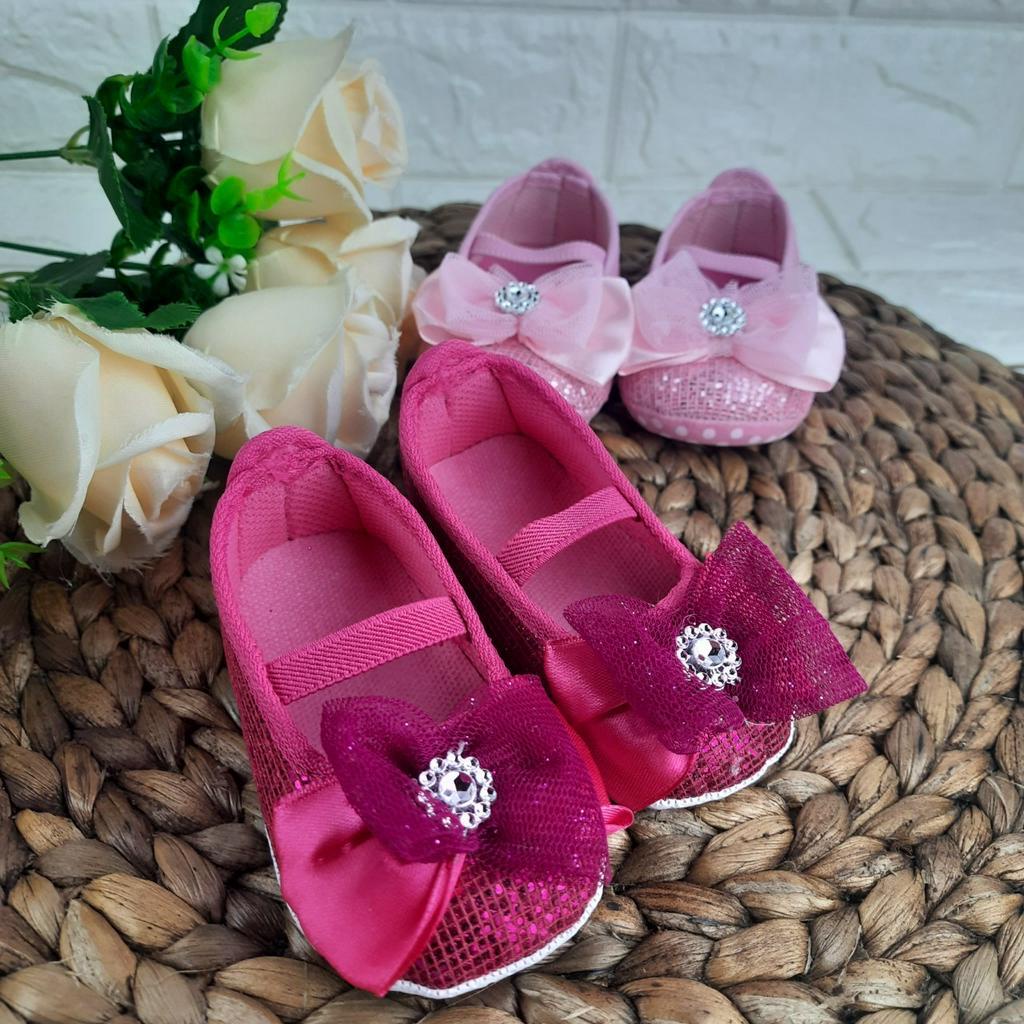 [TAMAN SEPATUKU] SEPATU TRENDY MURAH PREWALKER ANAK PEREMPUAN 0-12 BULAN GEL MANIK MOTIF BLING-BLING FPX05