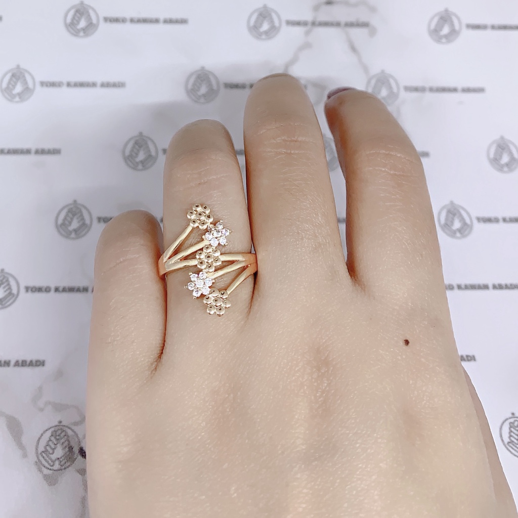 Cincin Xuping Gold Fashion Wanita Motif Permata Persegi Kecil Perhiasan Wanita *58