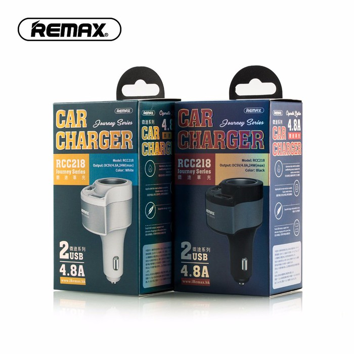 Remax Journey Car Charger 2 USB Port 4.8A + Cigarette Lighter RCC-218