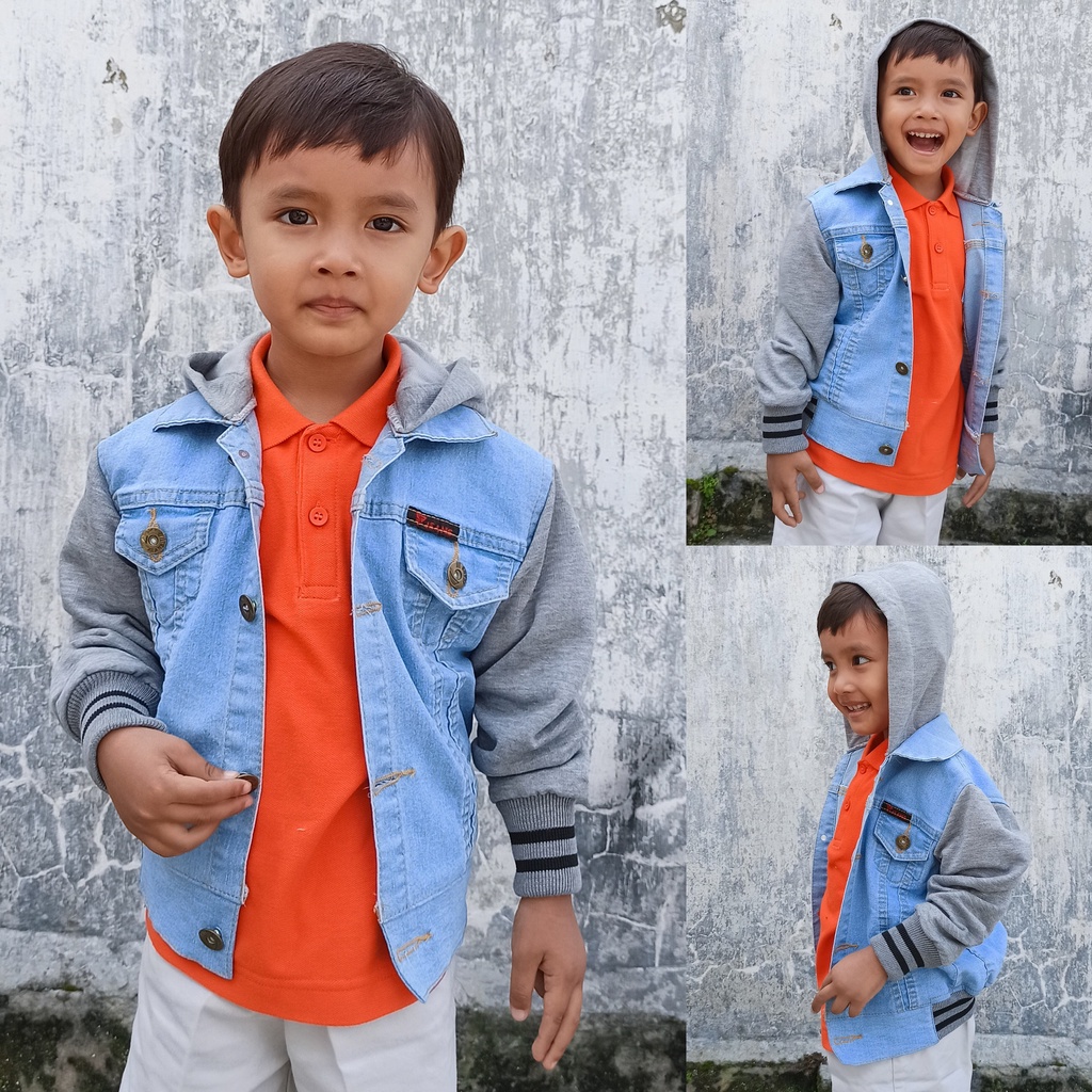 CARVA ORIGINAL JAKET JEANS ANAK LAKI LAKI PEREMPUAN ORIGINAL DENIM STRECHT SENDWASH SPOTBLUE  REALPICT