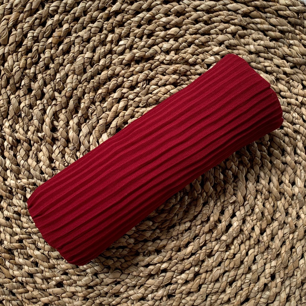 BERGO PLISKET LIDI PREMIUM Jilbab Instan tali Non tali Bahan Ceruty Jahit tepi-maroon non tali
