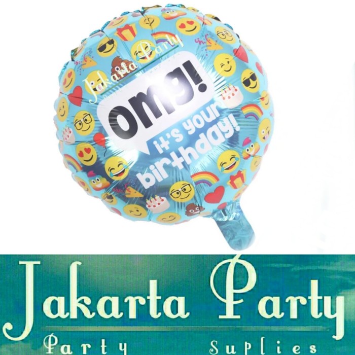 Balon Bulat Emoticon / Balon Foil Happy Birthday / Balon Motif Emoji