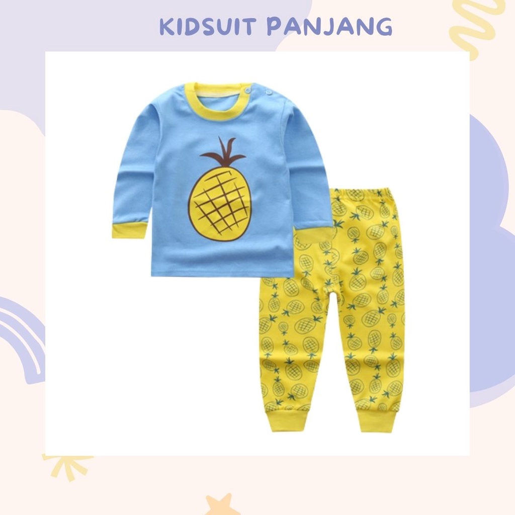 HappyOliver KIDS SUIT PIYAMA PANJANG Setelan Anak Bahan Kaos Celana Berkualitas Import cewek cowok H1A