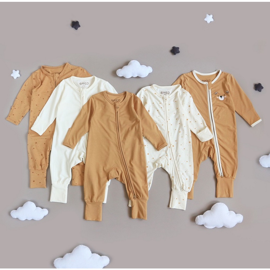 Emico TENCEL™ Baby Sleepsuit - Baju Tidur Anak Bayi Tencel Resleting Sleep Suit Tutup Kaki Tangan Lengan Panjang