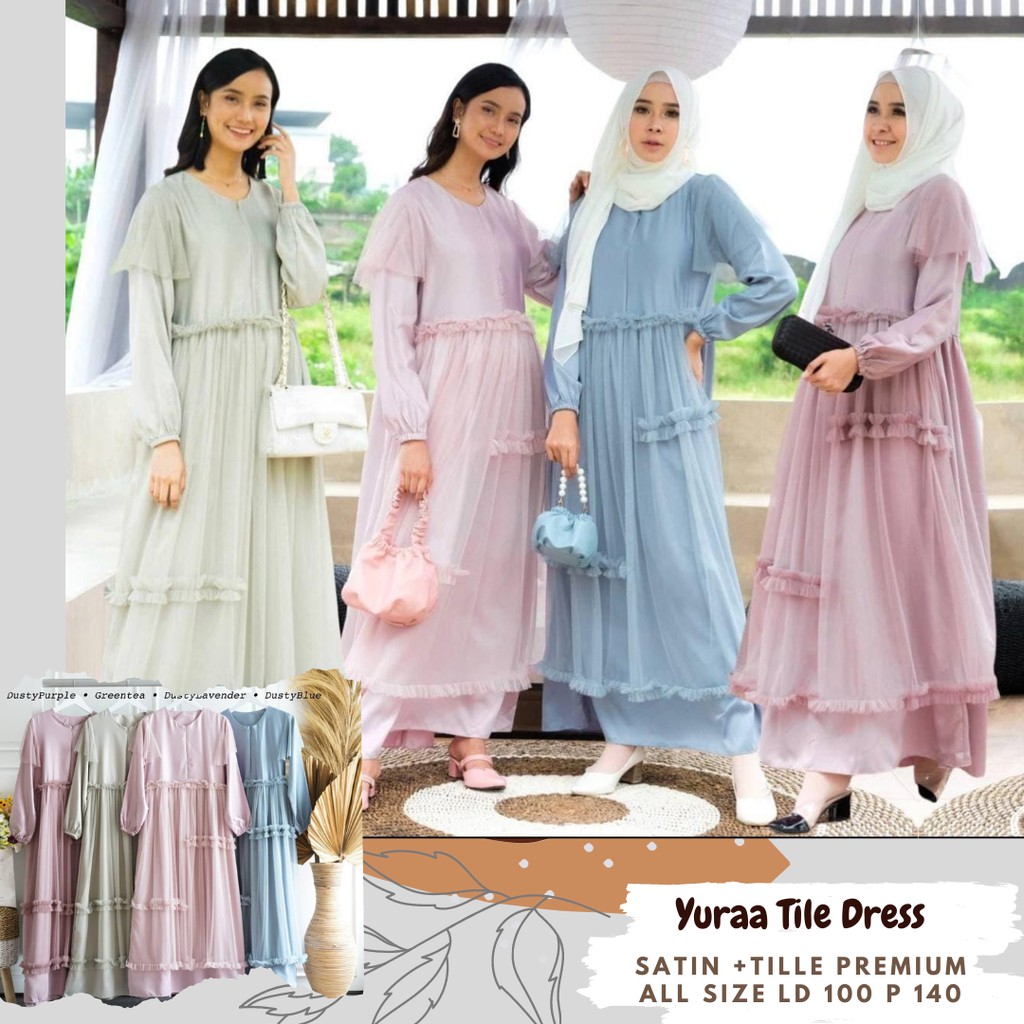 Yuraa Tile Dress/Dress Tile Ld 100/Dress Kondangan/Dress Seragaman Lebaran/Dress Best Seller