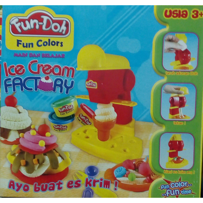 Mainan Anak Lilin Fun-Doh Play-Doh ICE CREAM FACTORY Set Fan-Doh