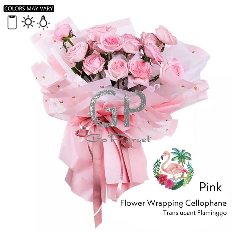 ( 5 Lembar ) FLAMINGGO TRANSLUCENT - KERTAS BUNGA FLOWER WRAPPING PAPER KOREAN CELLOPHANE - RANGKAIAN KARANGAN BUKET BUNGA FLORIST