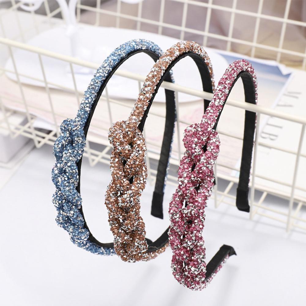 Needway Bando Manis Sederhana Fashion Tenun Berlian Imitasi Kristal Kepala Hoop