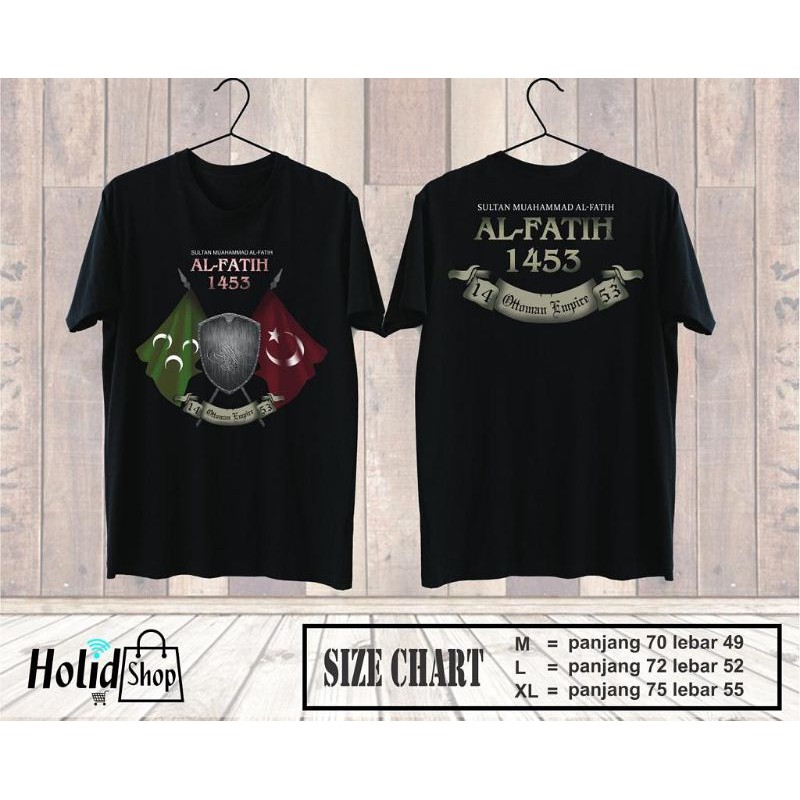 kaos sultan Muhammad al-Fatih 1453/kaos pria lengan panjang/kaos pria muslim warna hitam
