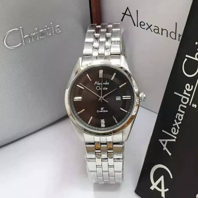 JAM TANGAN WANITA ALEXANDRE CHRISTIE AC 8595 SILVER BLACK ORIGINAL GARANSI RESMI 1 TAHUN