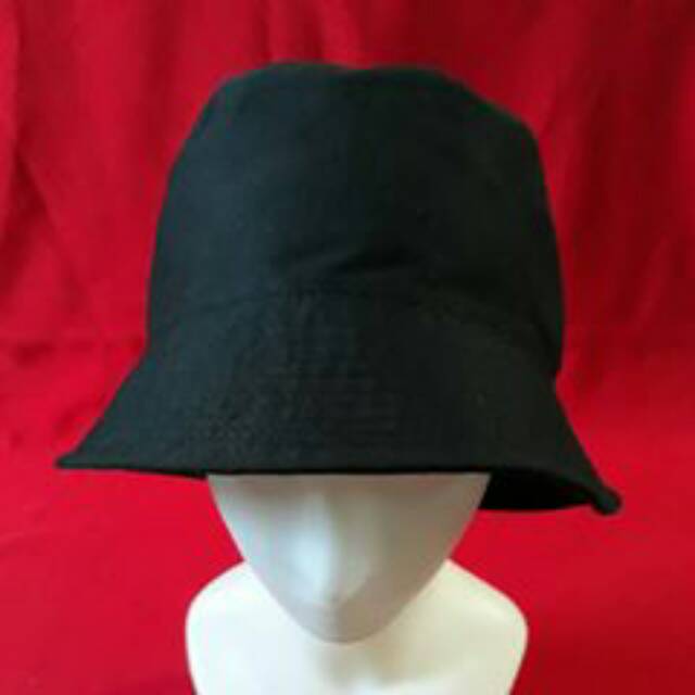 TERMURAH.... TOPI BUCKET POLOS HITAM DOUBLE LAPIS....BUCKET HAT KWALITAS DISTRO