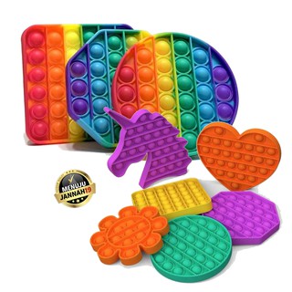 Mainan POP IT FIDGET Toys Pelangi (Rainbow) dan Polos untuk Stress