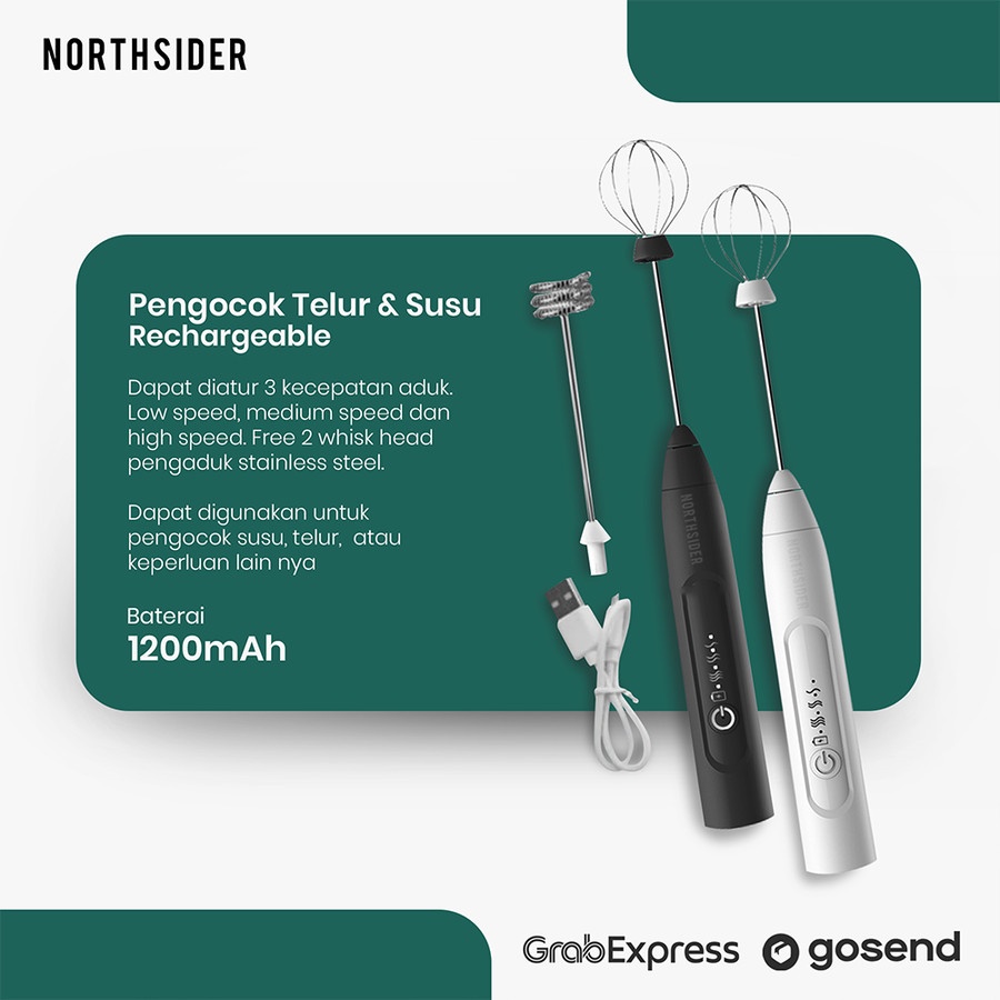 MILK FROTHER 3 WHISK RECHARGEABLE / EGG MIXER PENGOCOK TELUR DAN SUSU