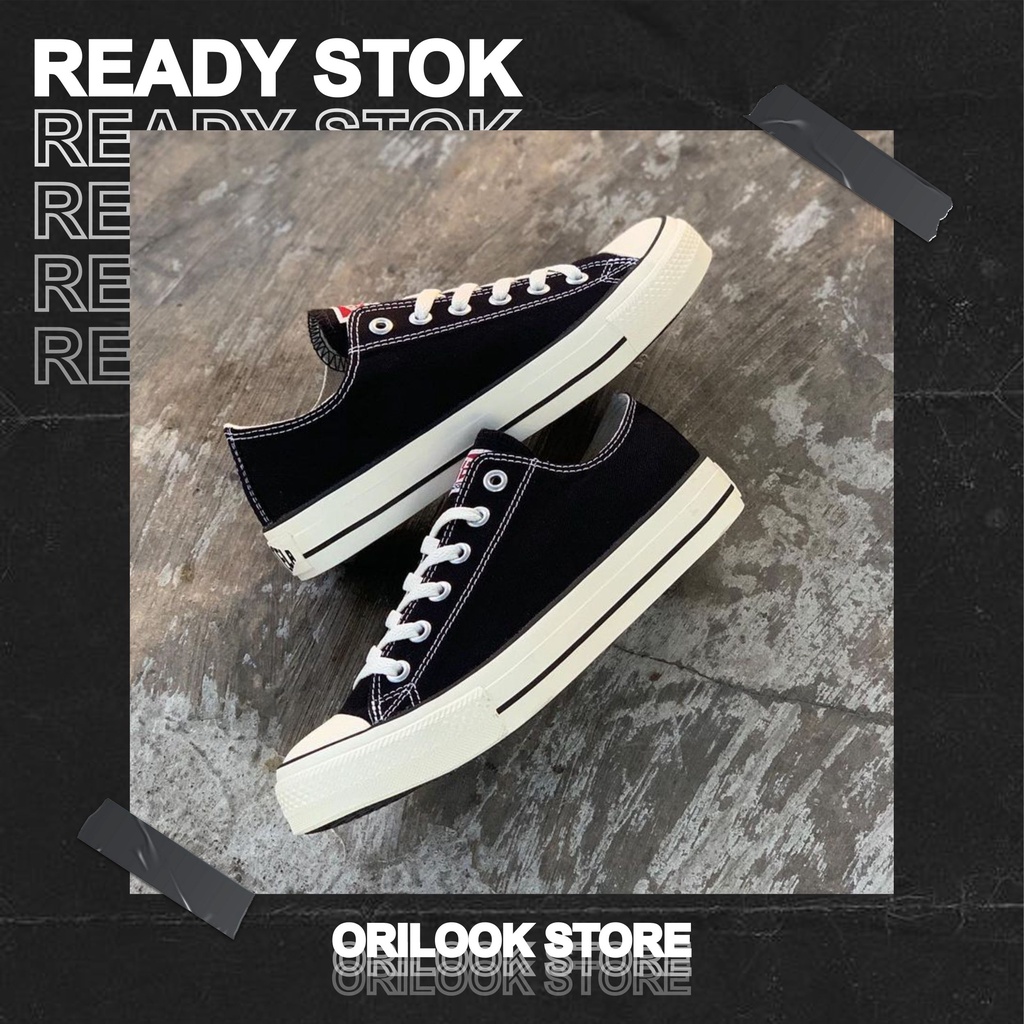 SEPATU VENTELA ETHNIC LOW BLACK NATURAL, FULL WHITE & ALL BLACK - Sneakers Canvas Pria/Wanita Ori