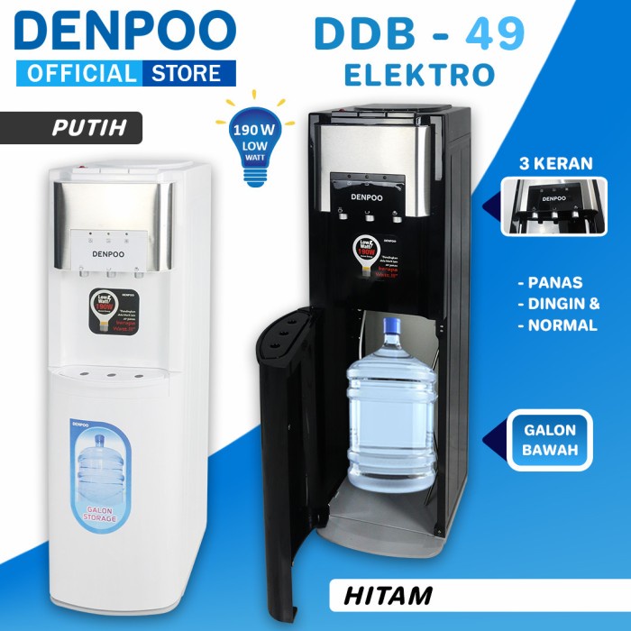 denpoo ddb 49 dispenser galon bawah pipa stainless steel (free juicer) art