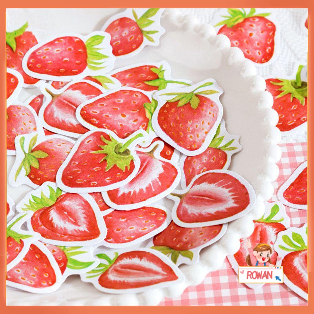 45pcs / Kotak Stiker Desain Bunga Strawberry Untuk Scrapbook DIY