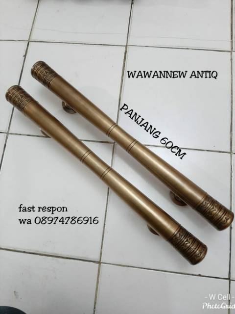 Handle Pintu Rumah Pagar Kuningan Antik Murah Motif Mahkota Ukir 60cm