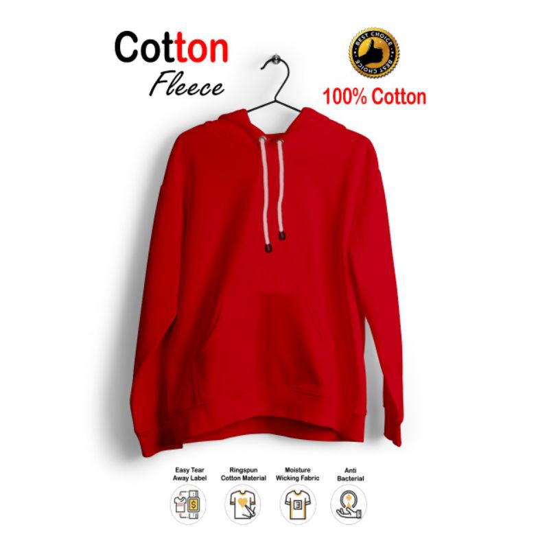 HOODIE POLOS - MERAH COTTON FLEECE