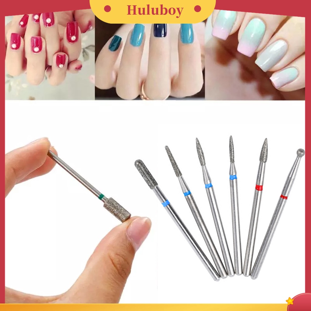 Huluboy Huluboy♡ 6pcs Mata Bor Drill Bits Untuk Manicure / Pedicure