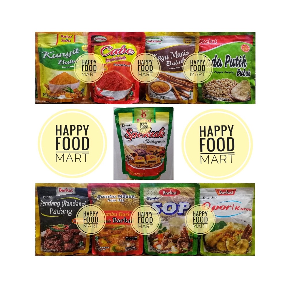 [SALE] BARKAT SPICES BUMBU RENDANG PADANG/BUBUK KARI/BUMBU SOP/GULAI OPOR/KUE LAPIS SPEKUK BUBUK/SPE