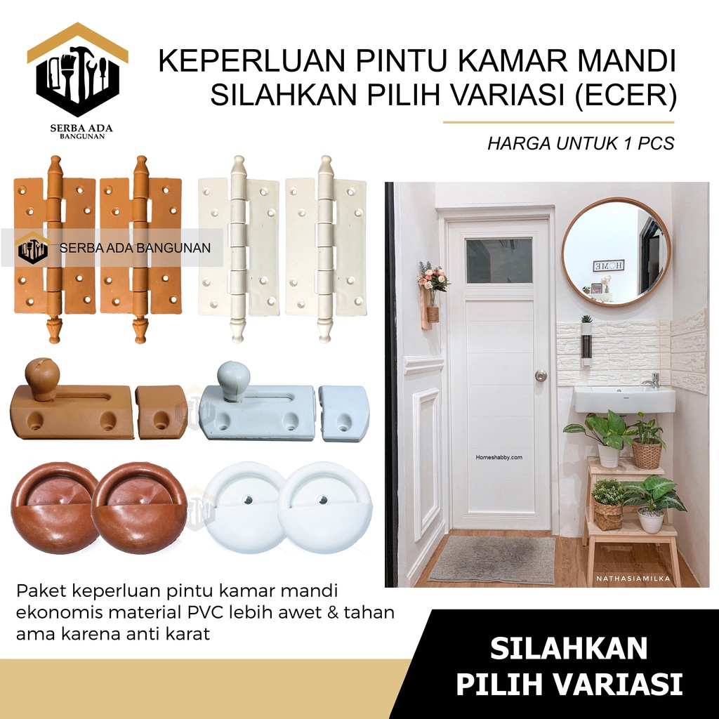 TARIKAN JENGKOL - ENGSEL PVC 4&quot; - GRENDEL PVC SLOT UTK PINTU KAMAR MANDI EKONOMISKUAT DAN HEMAT