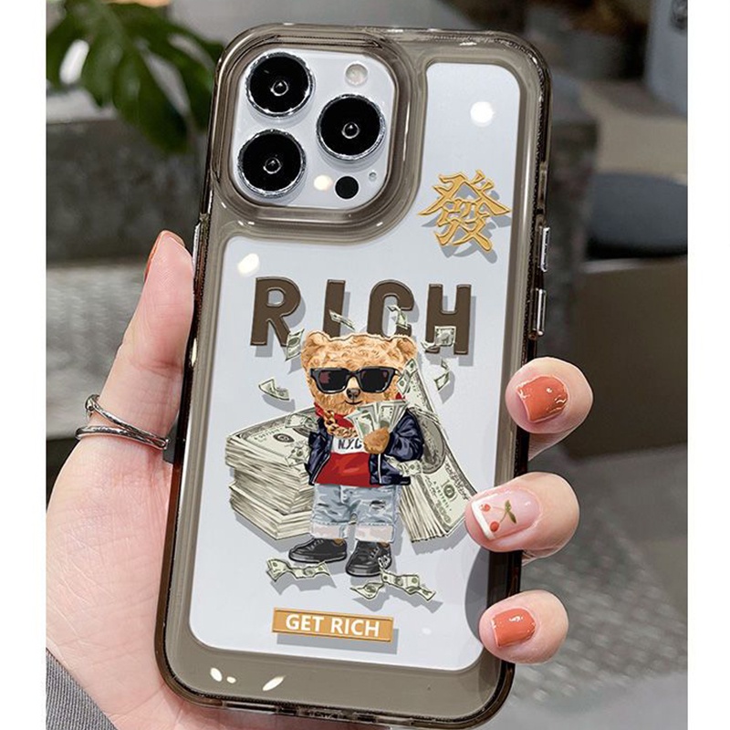 Soft Case Transparan Motif Beruang Untuk IPhone 11 12 13 14 Pro Max XR XS X 8 7 6 6S Plus