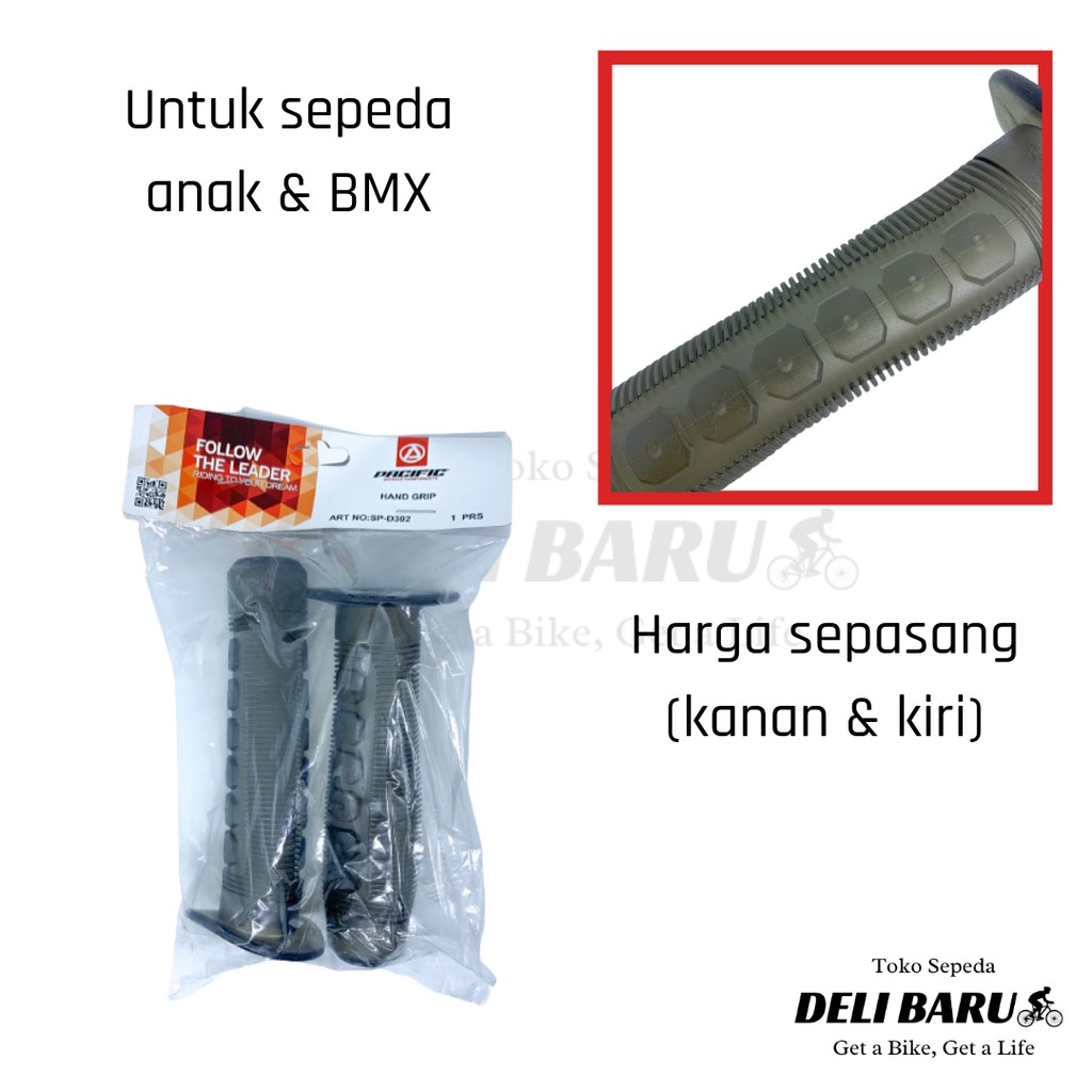 Hand grip transparan hitam sarung stang sepeda anak, BMX