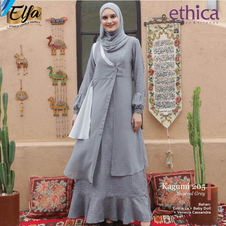 Gamis Lebaran Dewasa KAGUMI 205 NEUTRAL GREY