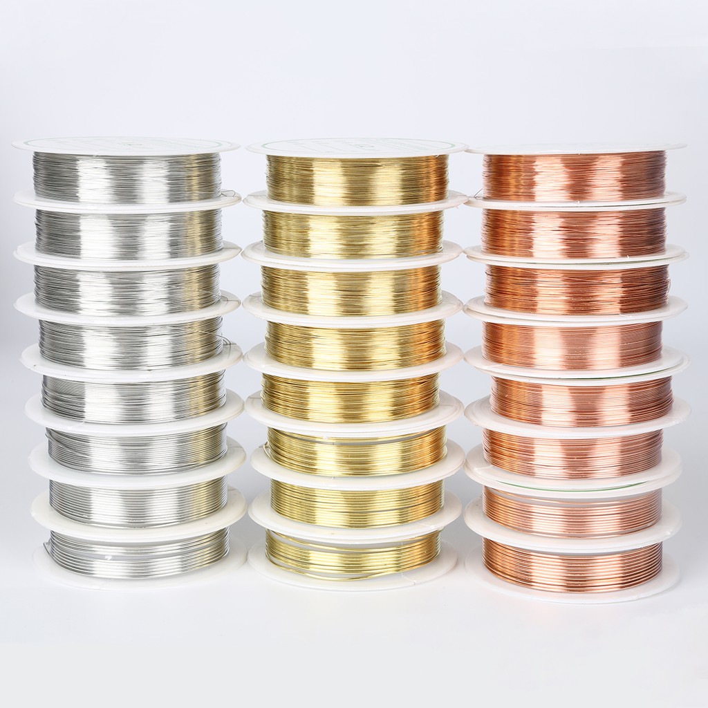 Kawat Tembaga Lapis Emas Ukuran 0.3/0.4/0.5/0.6/0.8mm 2.5/4.5/6.5/8/15m Untuk Membuat Perhiasan Diy