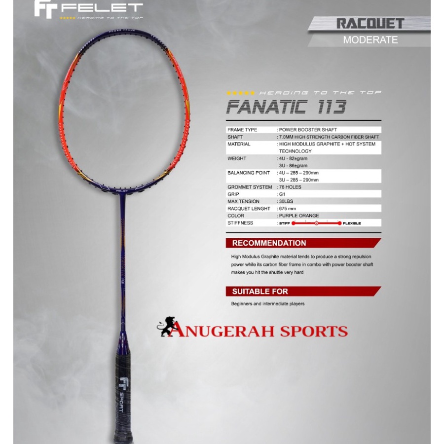 Raket Bulutangkis FELET FANATIC 113 ORIGINAL