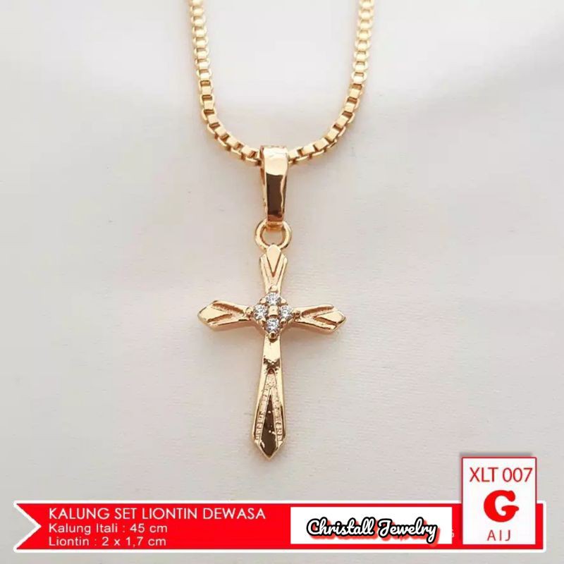 Kalung Salib lapis emas 18k