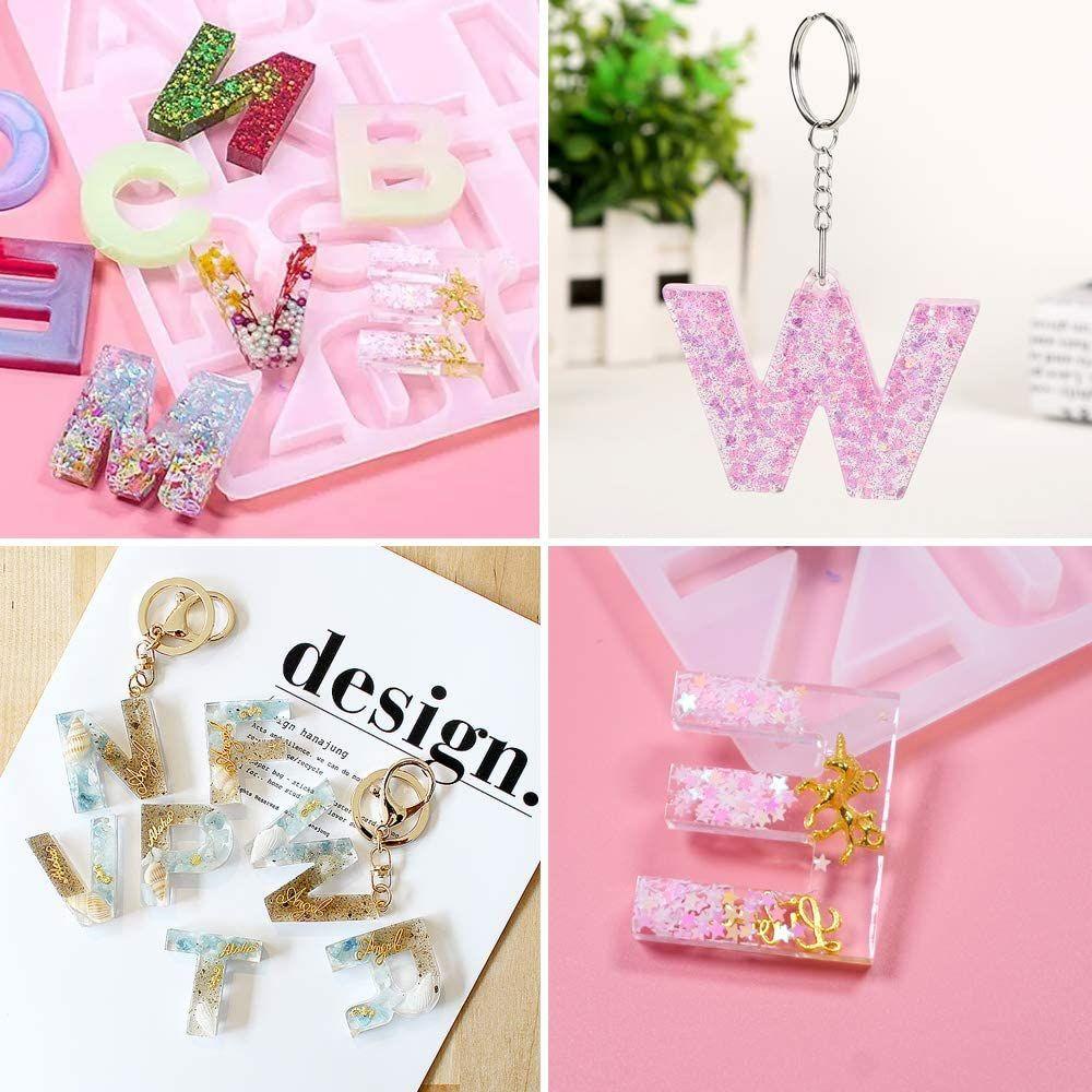 Solighter Letter Alphabet Mold Kit Dilengkapi Dengan Bor Paku Gantungan Kunci Kerajinan Pola Epoxy Die Resin Casting Set