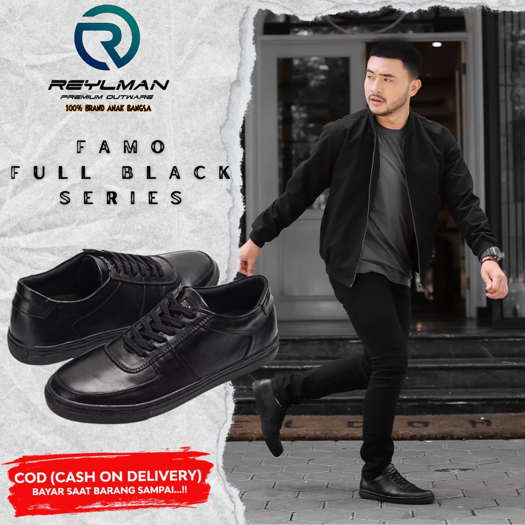 Sepatu Sneakers Pria REYLMAN FAMO Full Black Series