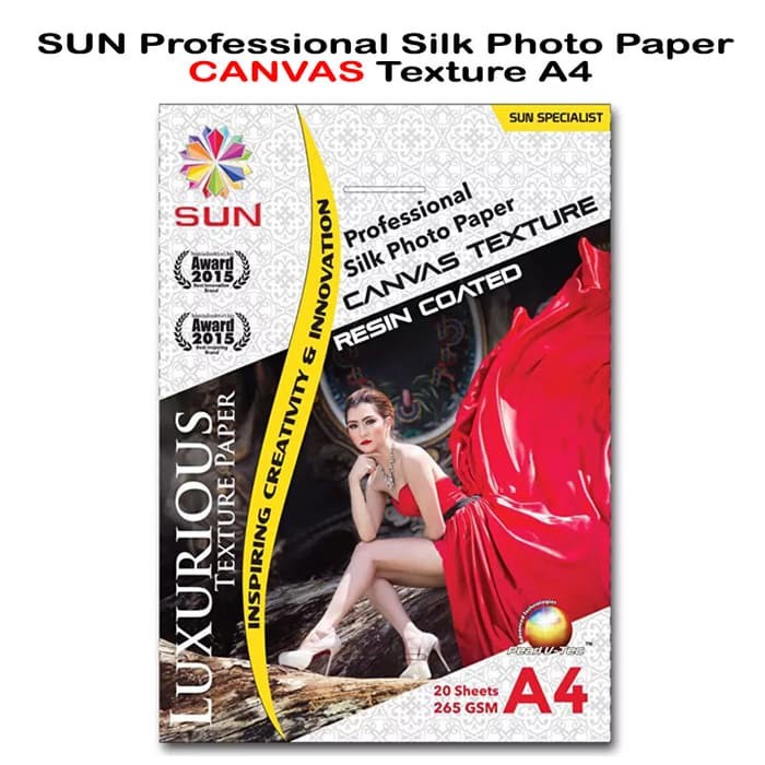 

(DISKON TERMURAH) Kertas Foto - SUN Professional Silk Photo Paper 265 A4 CANVAS Texture