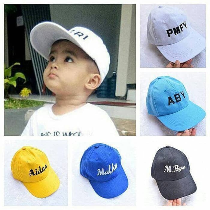 BIKIN NAMA topi anak custom bordir satuan bordir nama custom topi