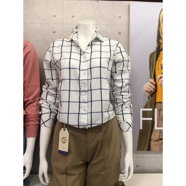 Kemeja wanita kotak-kotak, kemeja wanita lengan pendek FLAMOUSH BY C2 100% original