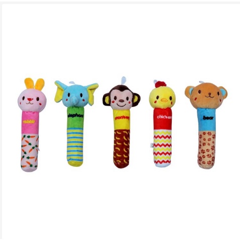 Boneka Remas Baby Squaker Kain Katun Newbie Tech Rattle Stick SNI