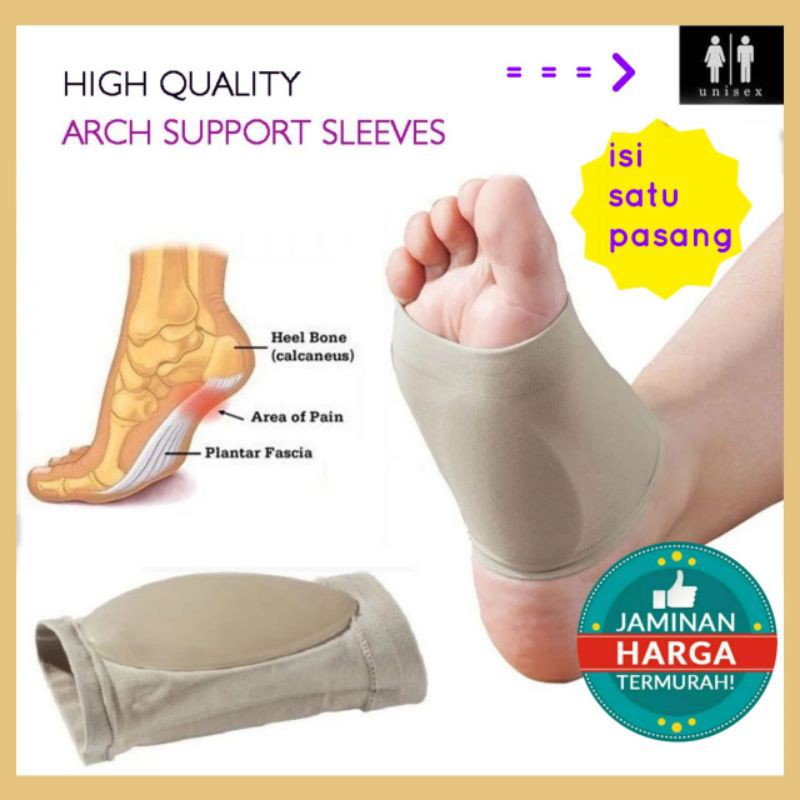 1 Pasang Foot Arch Support Bahan Kain Halus Lembut / Insole Kaki Datar Silicone Premium